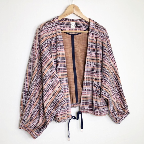 Akemi Kin by Anthropologie plaid drawstring waist, Cardi jacket - Picture 8 of 11